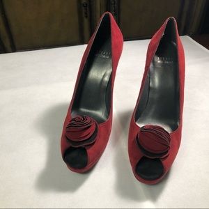 Stuart Weitzman Peep-Toe Platform Pumps.